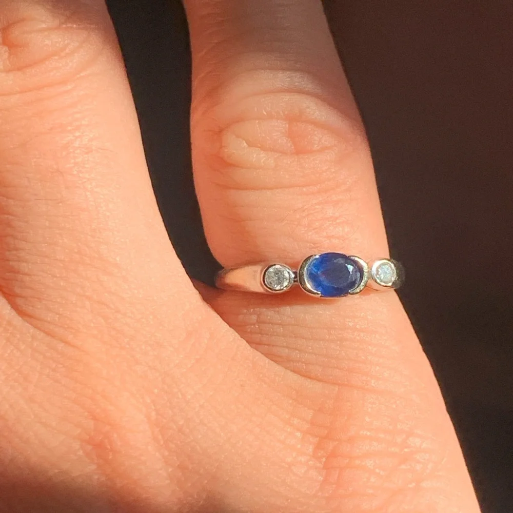 14k Kashmir Sapphire and Diamond Ring - Picture 10 of 13